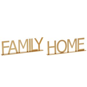 Grayson Lane Traditional Gold Iron Home/Family Sign Tabletop Decoration - Set of 2