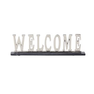 Grayson Lane Glam Silver Aluminum Welcome Sign Tabletop Decoration