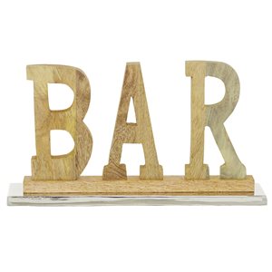 Grayson Lane Brown Wood/Aluminum Bar Sign Tabletop Decoration