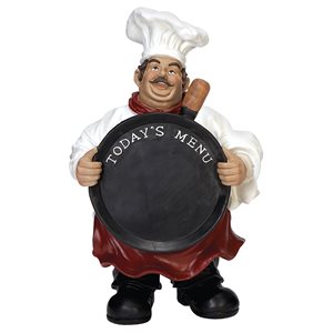 Grayson Lane Traditional Multicoloured MDF Chef with Chalkboard Tabletop Decoration