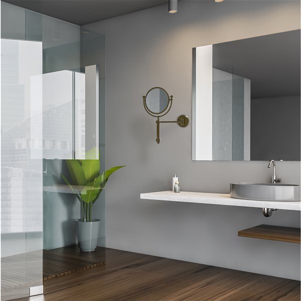 Allied Brass Southbeach Antique Brass 11-in x 16-in Double-Sided Magnifying Wall-Mounted Vanity Mirror