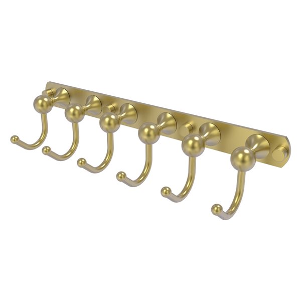 Allied Brass Shadwell 6-Hook Satin Brass Towel Hook