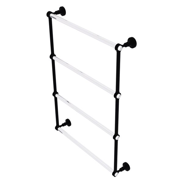Allied Brass Pacific Grove Matte Black Wall Mount 4-Tier Towel Rack with Dotted Accents