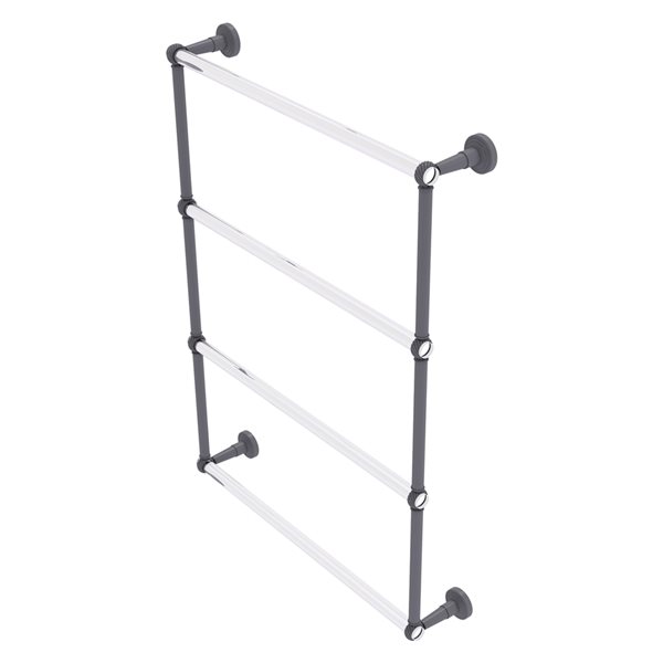 Allied Brass Pacific Beach Matte Grey Wall Mount 4-Tier Towel Rack with Twisted Accents