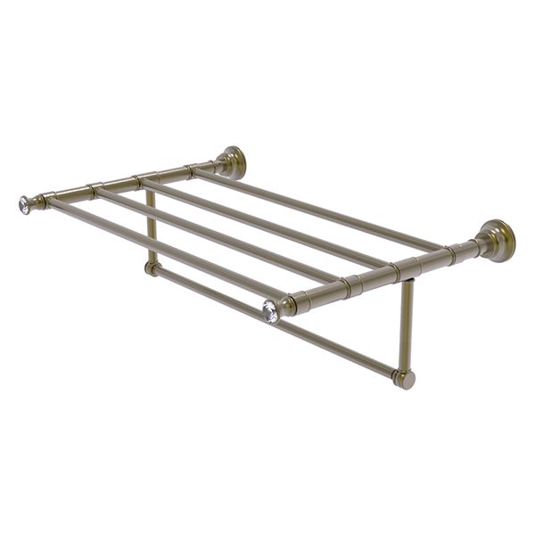 Allied Brass Carolina Crystal 24-in Antique Brass Wall-Mounted Towel Rack