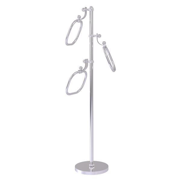 Allied Brass Satin Chrome Freestanding SquareTowel Ring