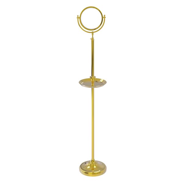 Allied Brass 10 1/2-in x 68-in Polished Brass Double-Sided Freestanding Mirror - 2X Magnification