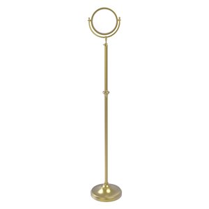 Allied Brass 10 1/2-in x 68-in Satin Brass Double-Sided Standing Mirror - 5X Magnification