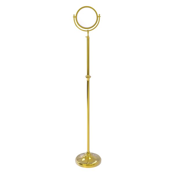 Allied Brass 10 1/2-in x 68-in Polished Brass Double-Sided Standing Mirror - 5X Magnification