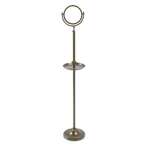 Allied Brass 10 1/2-in x 68-in Antique Brass Double-Sided Freestanding Mirror - 5X Magnification