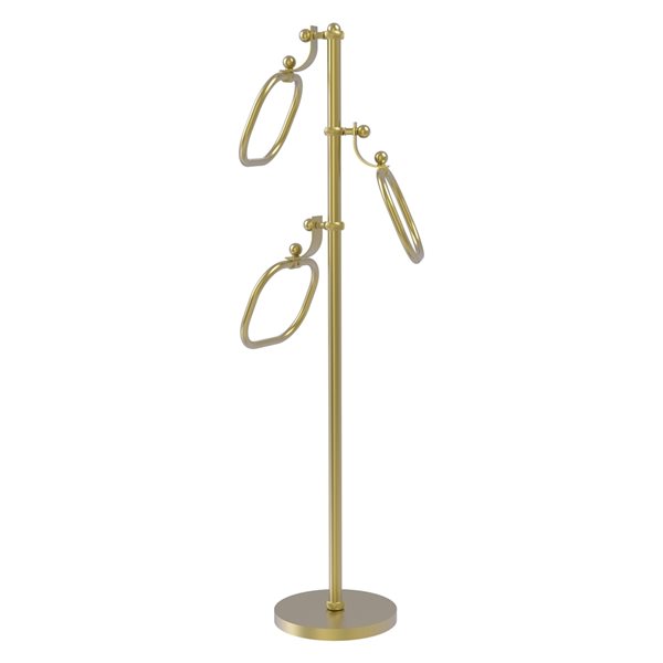 Allied Brass Satin Brass Freestanding Square Towel Ring