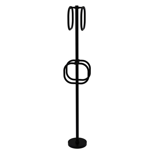 Allied Brass Matte Black Freestanding Floor Square Towel Ring