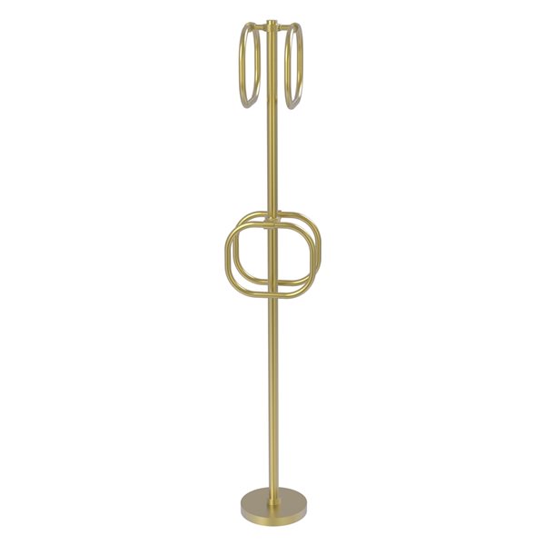 Allied Brass Satin Brass Freestanding Floor Square Towel Ring