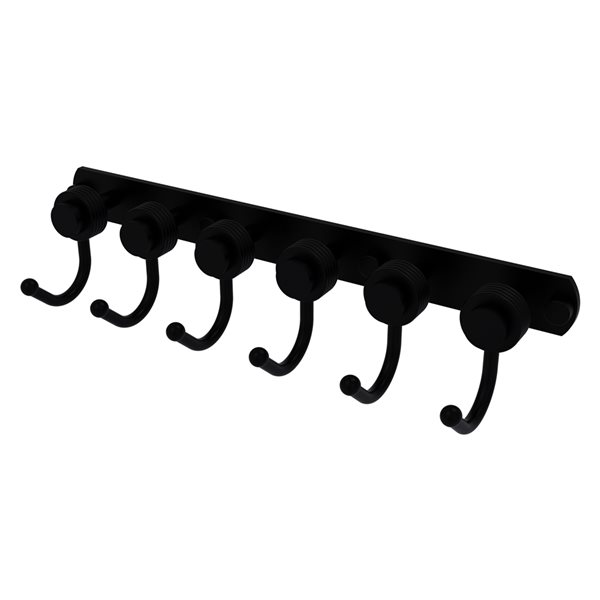 Allied Brass Mercury Matte Black Finish 6-Hook Towel Hook