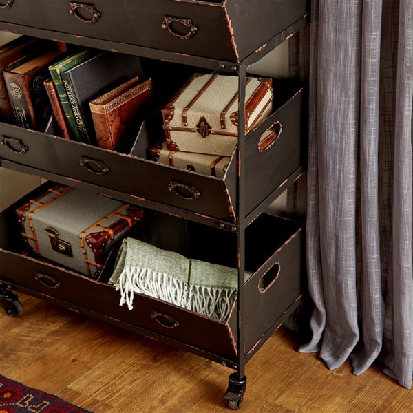 Grayson Lane Black Metal Base with Steel Top Kitchen Carts 34.07in x