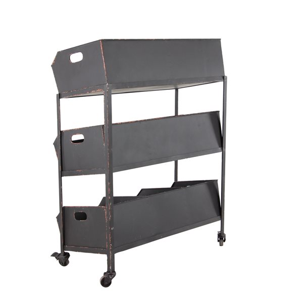 Grayson Lane Black Metal Base with Steel Top Kitchen Carts 34.07in x