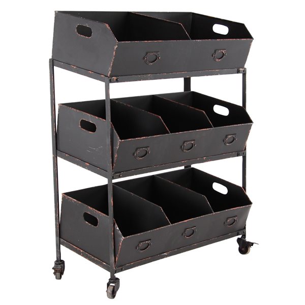 Grayson Lane Black Metal Base with Steel Top Kitchen Carts 34.07in x