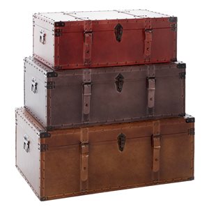 Grayson Lane 32-in x 29-in Rustic Trunk Brown Wood - Set of 3