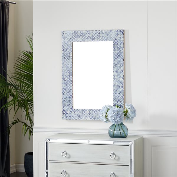 Grayson Lane 366-in x 25.88-in Rectangle Blue Framed Wall Mirror