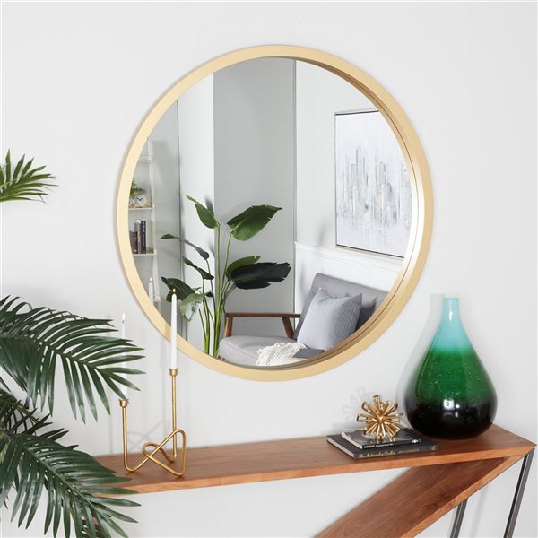 Grayson Lane 42-in x 42-in Round Gold Contemporary Wall Mirror