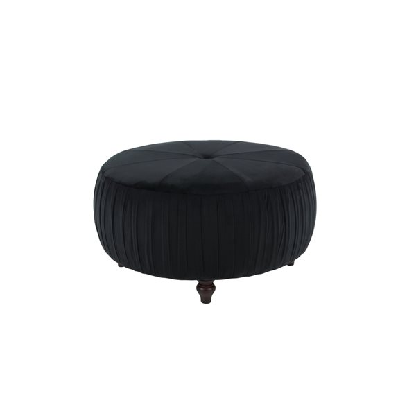 Grayson Lane 18-in x 35-in Glam Black Polyester Round Ottoman