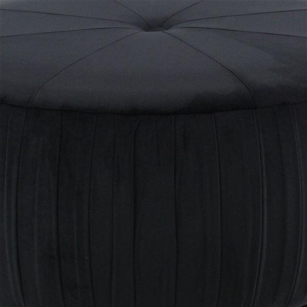 Grayson Lane 18-in x 35-in Glam Black Polyester Round Ottoman