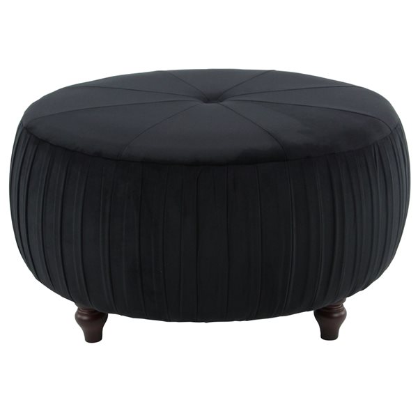 Grayson Lane 18-in x 35-in Glam Black Polyester Round Ottoman