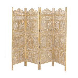 Grayson Lane 4-Panel Gold Wood Folding Traditional Room Divider