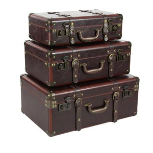 Grayson Lane 18-in x 21-in Vintage Trunk Brown Leather - Set of 3