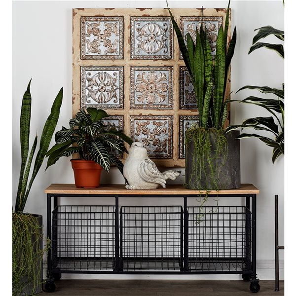 Grayson Lane 19-in x 39-in Industrial Brown Storage Bench