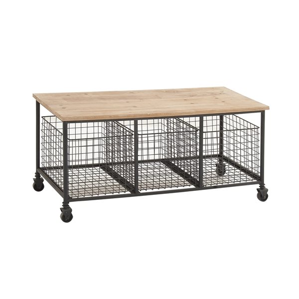 Grayson Lane 19-in x 39-in Industrial Brown Storage Bench