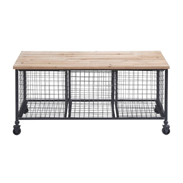 Grayson Lane 19-in x 39-in Industrial Brown Storage Bench