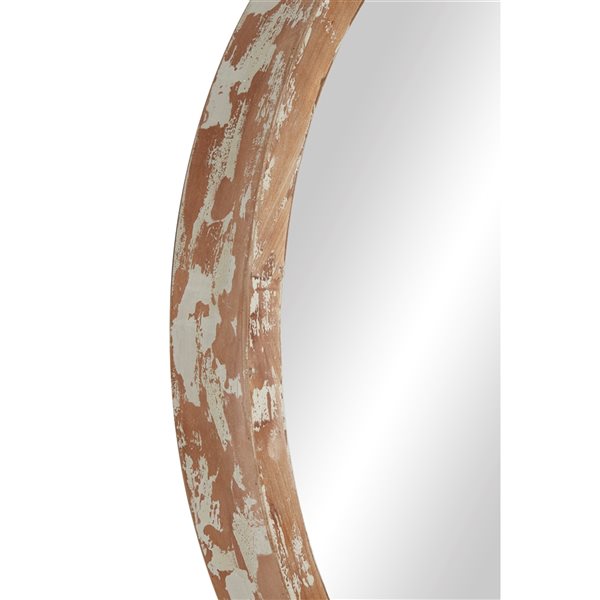 Grayson Lane 39.5-in x 39.5-in Round Brown Framed Wall Mirror