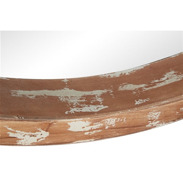 Grayson Lane 39.5-in x 39.5-in Round Brown Framed Wall Mirror