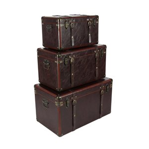 Grayson Lane 19-in x 24-in Traditional Trunk Brown Leather - Set of 3