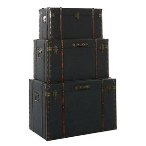 Grayson Lane 24-in x 28-in Traditional Trunk Blue Wood - Set of 3