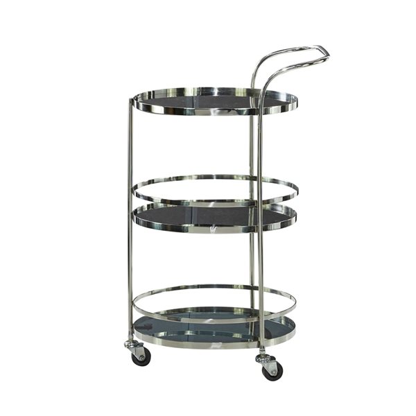 Grayson Lane Black Steel Base with Stainless Steel Top Kitchen Carts