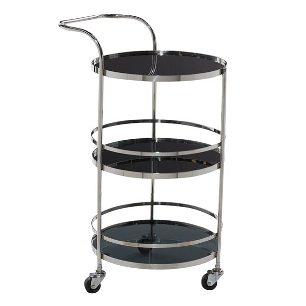 Grayson Lane Black Steel Base with Stainless Steel Top Kitchen Carts