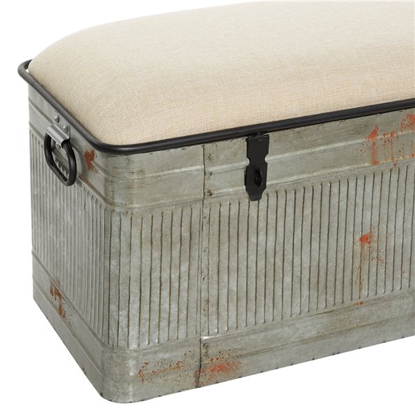 Grayson Lane 18-in x 50-in Farmhouse Grey Storage Bench