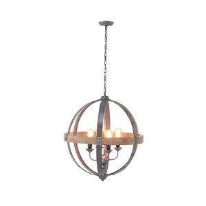 Grayson Lane 4-Light Black Industrial Cage Chandelier