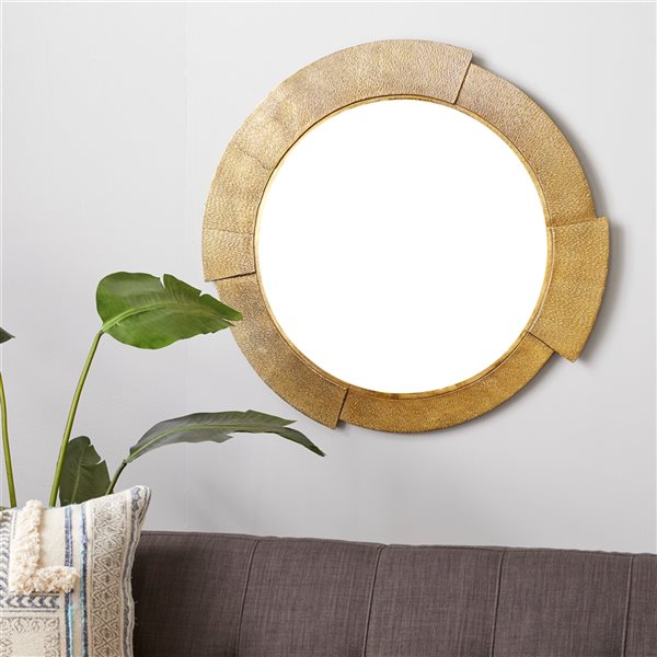 Grayson Lane 36-in x 36-in Round Gold Framed Wall Mirror