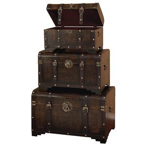 Grayson Lane 28-in x 24-in Traditional Trunk Brown Wood - Set of 3