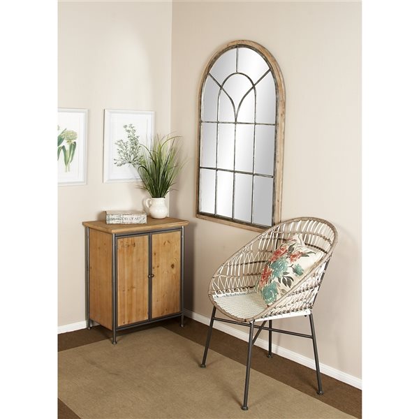 Grayson Lane 51-in x 33-in Arch Brown Framed Wall Mirror