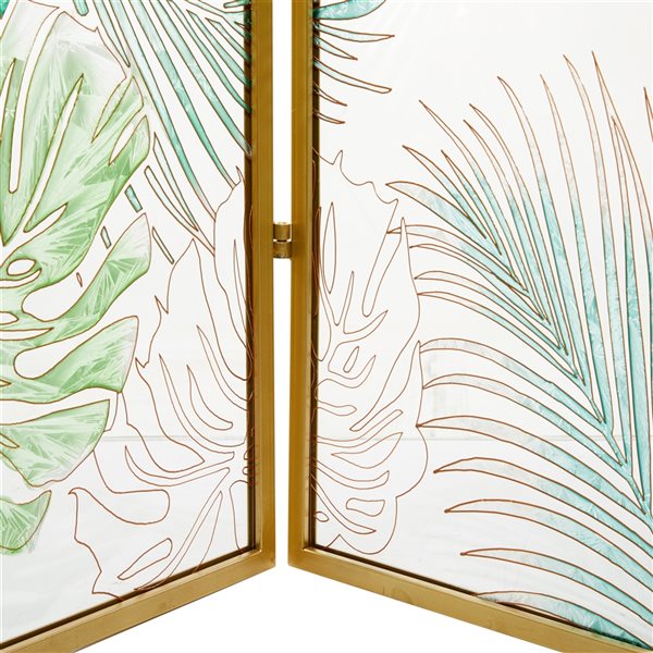 Grayson Lane 3-Panel Green and Gold Folding Contemporary/Modern Room Divider