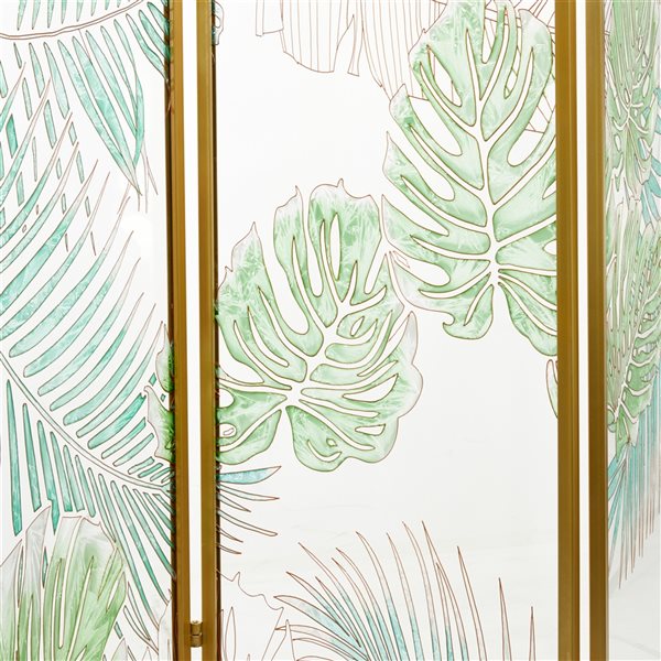 Grayson Lane 3-Panel Green and Gold Folding Contemporary/Modern Room Divider