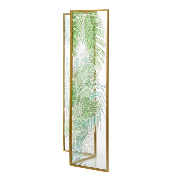 Grayson Lane 3-Panel Green and Gold Folding Contemporary/Modern Room Divider