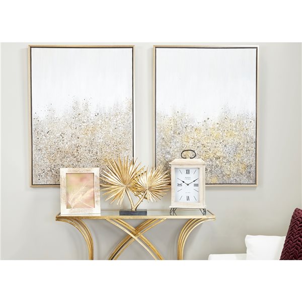 CosmoLiving by Cosmopolitan 29-in x 39-in Gold Polystone Contemporary Abstract Wall Art - Set of 2