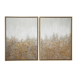 CosmoLiving by Cosmopolitan 29-in x 39-in Gold Polystone Contemporary Abstract Wall Art - Set of 2