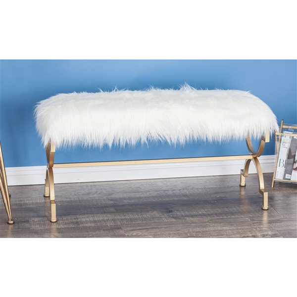 Grayson Lane 20-in x 42-in Industrial White Accent Bench