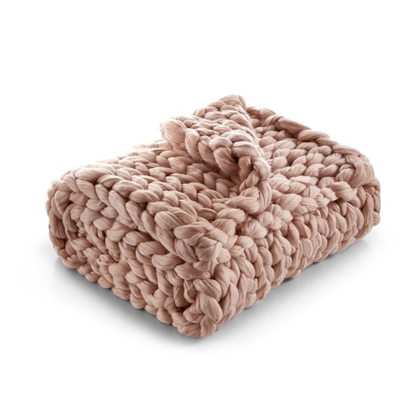 Inspired Home Berenice Blush 50-in x 70-in Chunky Knit Throw T178-20BHT ...